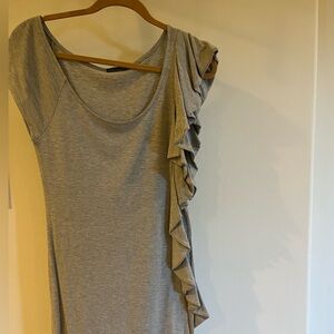 NWOT Ella Moss Heather Gray Ruffled Jersey Mini Dress